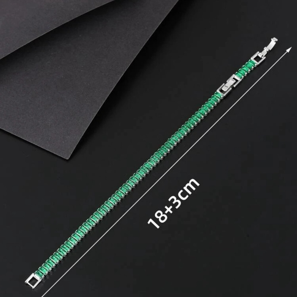 Women Green Fashion Statement Cubic Shiny Bracelet - Picture 4 of 4